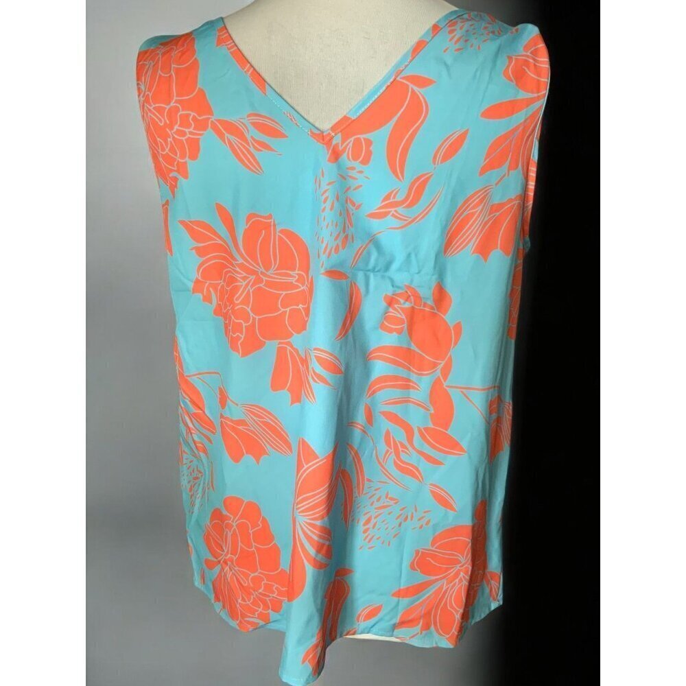 Turquoise & Coral Floral Knot-Shoulder Cami Top - Picture 8 of 10